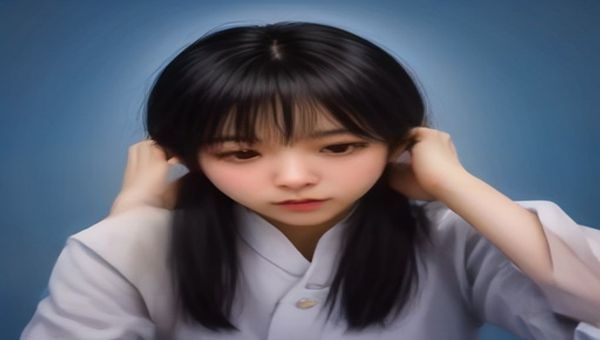 年轻的二次元动漫爱好者坐在电脑前追番，桌上摆着手办和动漫周边，氛围温馨明亮